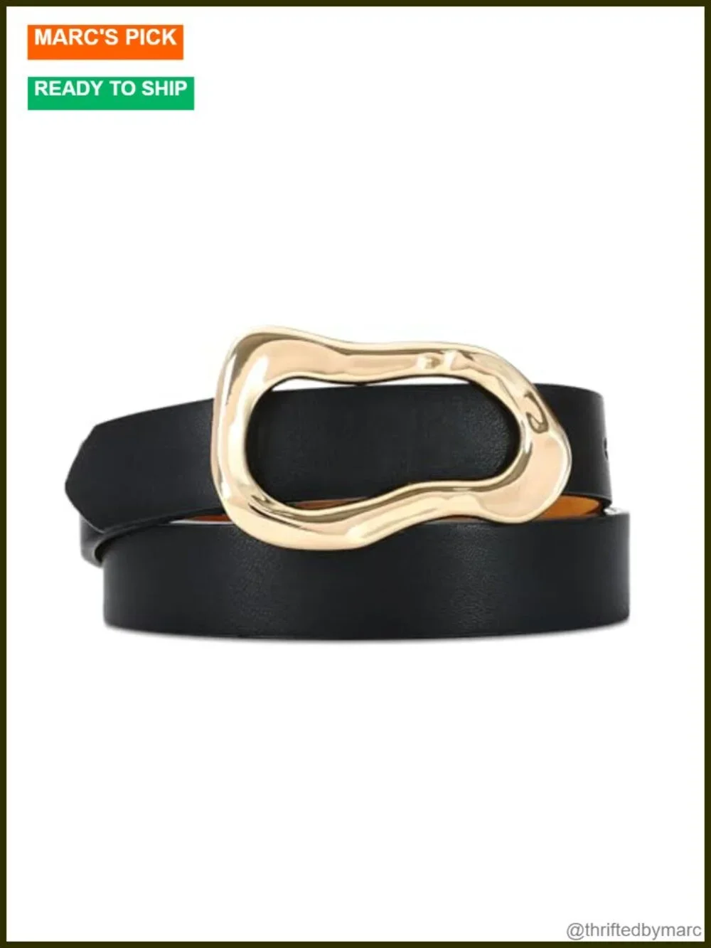 Faux Leather Waist Belt with Gold Buckle, Stylish Fashion Belt for Jeans &